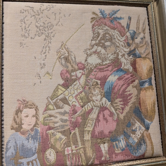 Vintage Santa Claus Needlepoint Art - Picture 4 of 9